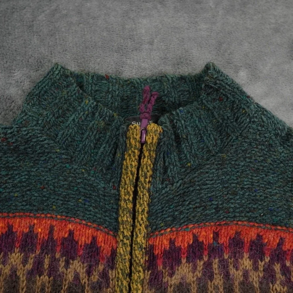 VTG‎ Susan Bristol Ltd Fair Isle Wool Blend Cardigan Sweater L Hong Kong Lined
